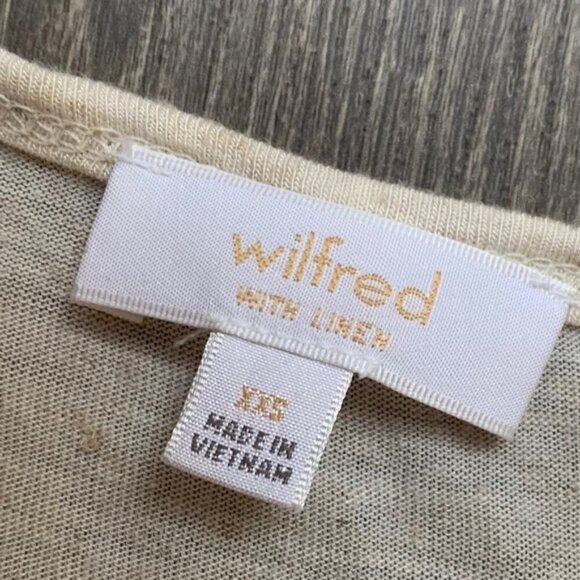 Aritzia Wilfred T-shirt Heathered Short Sleeve Linen blend Crew neck Cream XXS - Picture 10 of 12